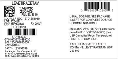 Label (68001 402 03 Levetiracetam 250mg 67046 880 30)